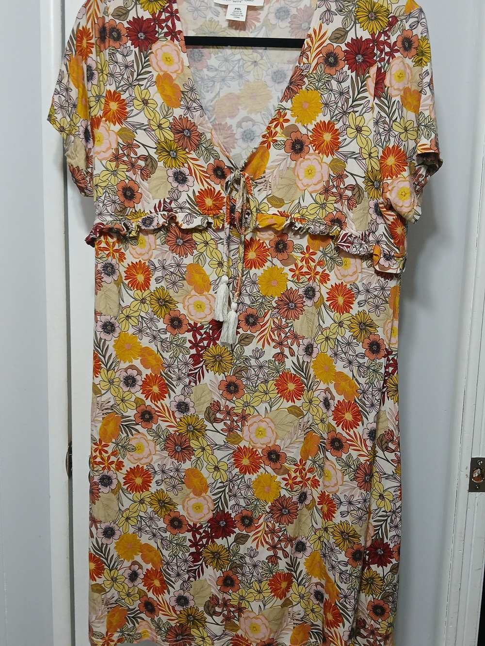 Skye's the Limit Floral Tie-Front Tunic in Yellow, Orange, Pink & Cream